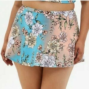 Torrid 0X Large PEACH peony swim skirt full coverage floral beach